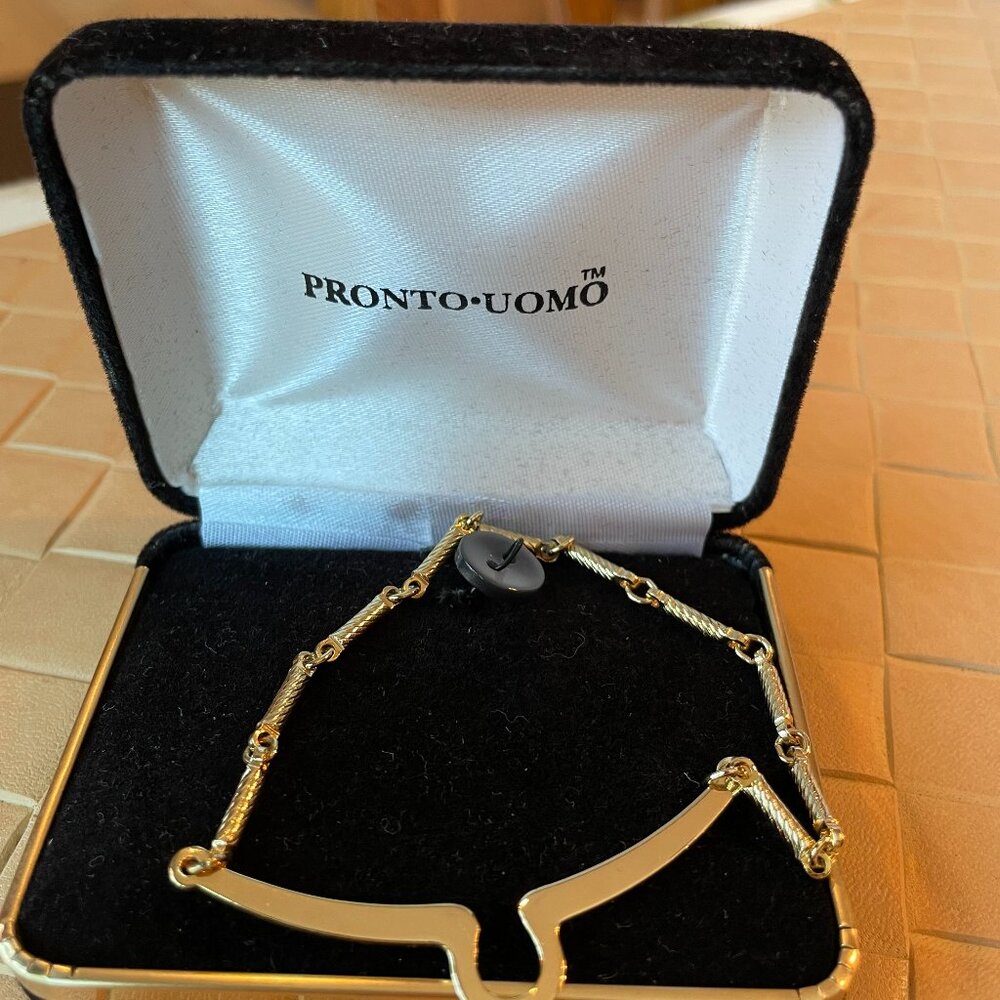 Pronto-Uomo Men's Tie Bar Chain in Box New